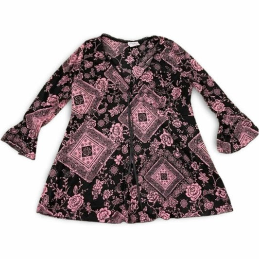 Julie’s Closet Floral Sheer Bell Sleeve Blouse Top