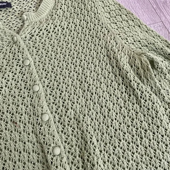 Avenue Green Crotchet Cardigan Sweater