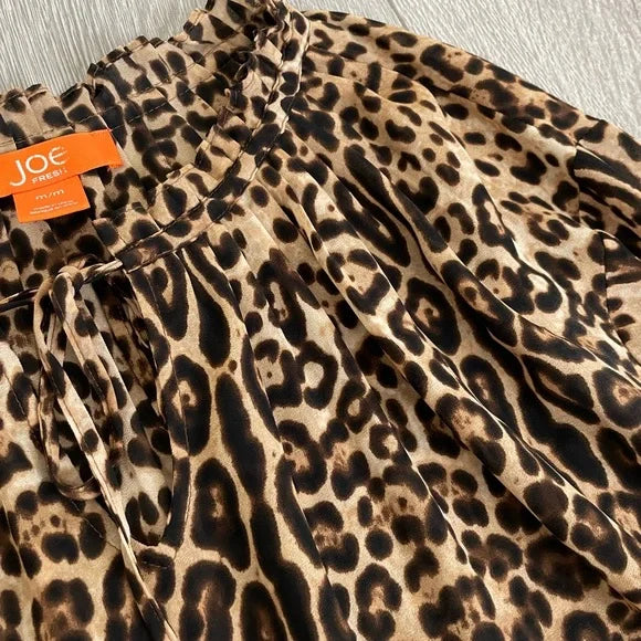 Joe Fresh Cheetah Print Button Up Blouse Top Shirt