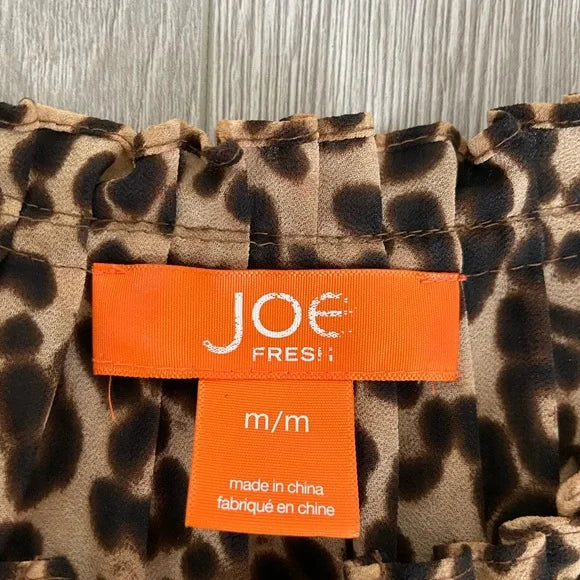 Joe Fresh Cheetah Print Button Up Blouse Top Shirt