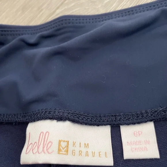 Belle by Kim Gravel Navy Blue Zipper Ankle Legging Pants