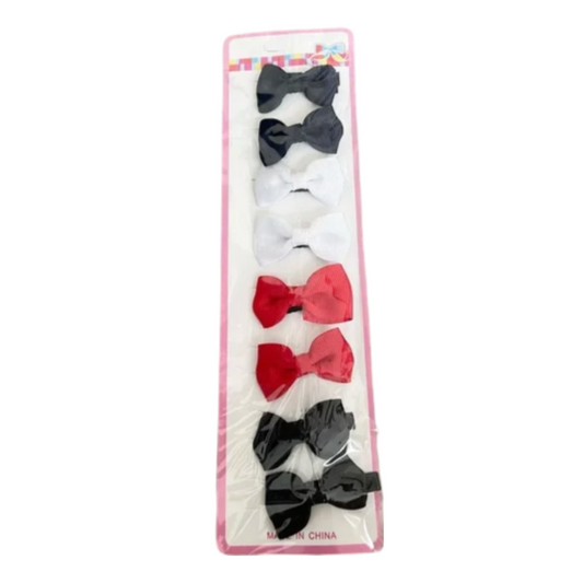 Forever 21 Set of Mini Bow Hair Clips (Red Black White Blue)