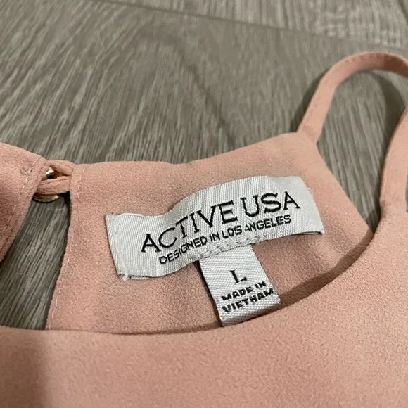 Active USA Blush Pink Halter Layered Tank Top