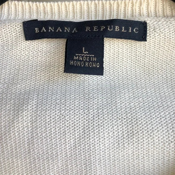 Banana Republic Ivory Knitted V Neck Sweater