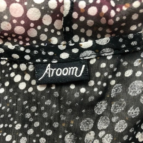 Aroom Dotted Loose Flowy Blouse Top