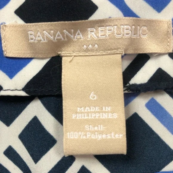 Banana Republic Blue Square Patterned Blouse Top