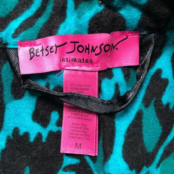 Betsey Johnson Animal Print Glossy Green Pajama Shirt