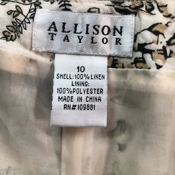 Allison Taylor Royal Floral Beige Casual Pants