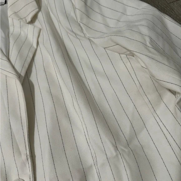 Adika Oversized White Striped Blazer Coat