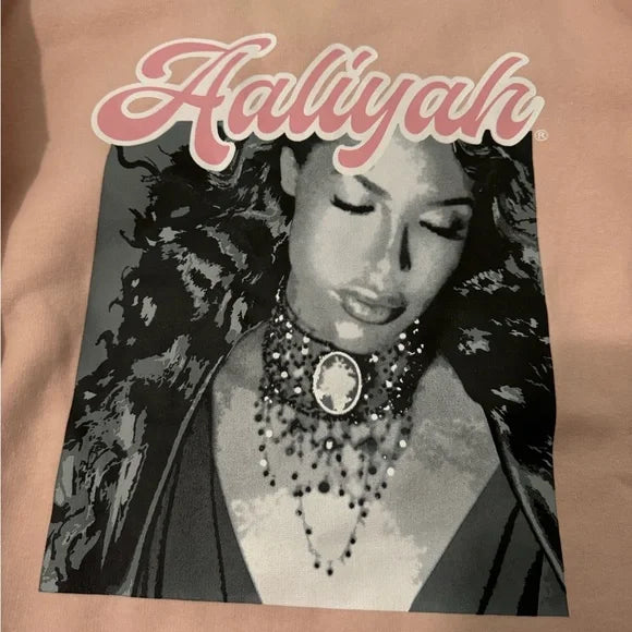 Aaliyah Graphic Photo Pink Cropped Sweater