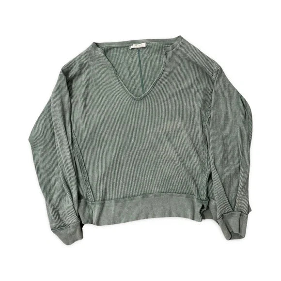 We The Free Oversized Green Distressed Soft Flowy Sweater Top