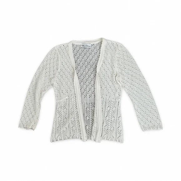 Knit Avenue Vintage Ivory Laced Coquette Knitted Cardigan