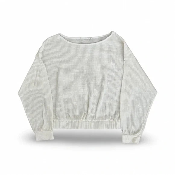 All In Favor Ivory Lightweight Long Sleeve Sweater Elastic Top