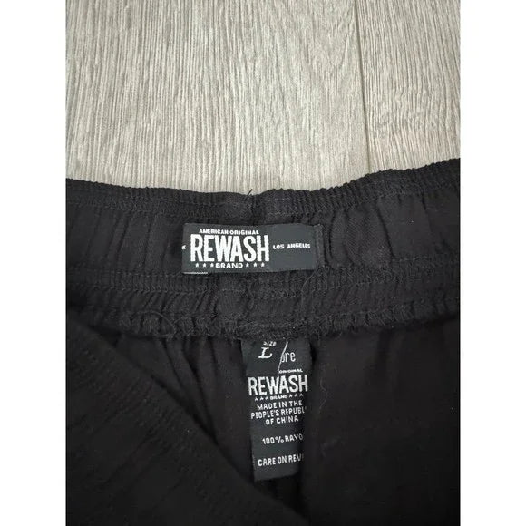 Rewash Black Casual Lightweight Lounge Jogger Pants