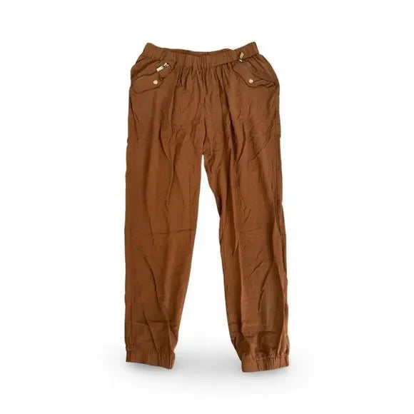 Michael Kors Brown Gold Accent Light Flowy Casual Pants