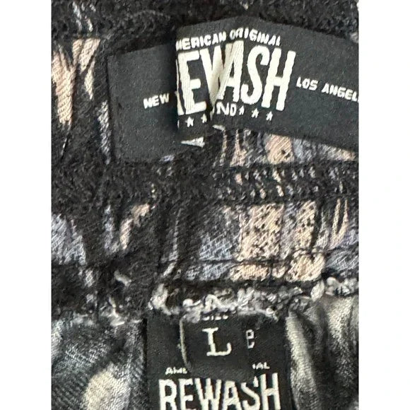 Rewash Dark Patterned Cinched Ankle Jogger Pants