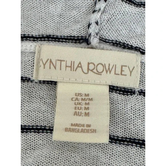 Cynthia Rowley Striped Knitted Cardigan Hooded Sweater