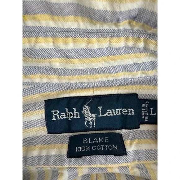 Ralph Lauren Grey Yellow Classic Fit Dress Shirt Button Down