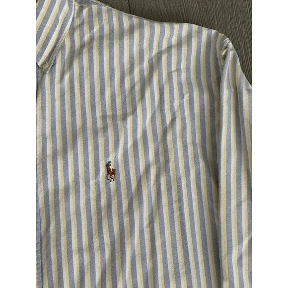 Ralph Lauren Grey Yellow Classic Fit Dress Shirt Button Down