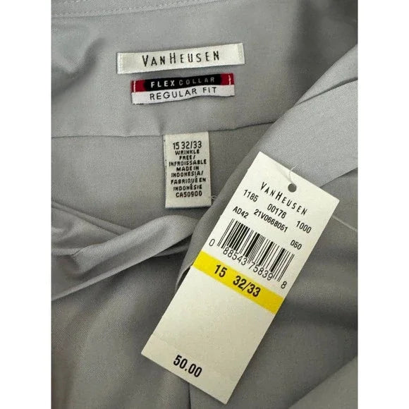 Van Heusen NWT Grey Button Down Dress Shirt