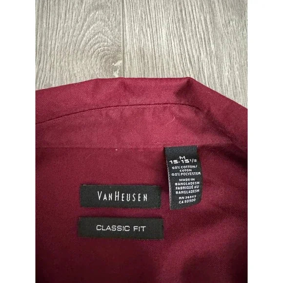 Van Heusen Classic Fit Burgundy Button Down Dress Shirt