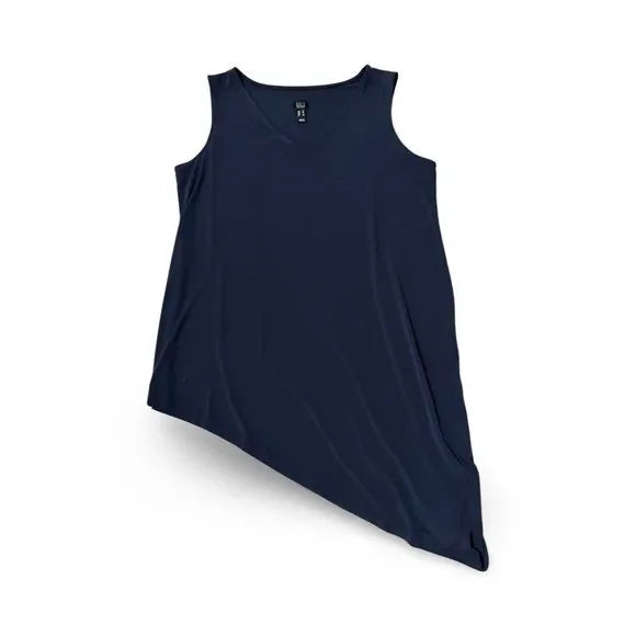 GILI Navy Blue Asymmetrical Blouse Top