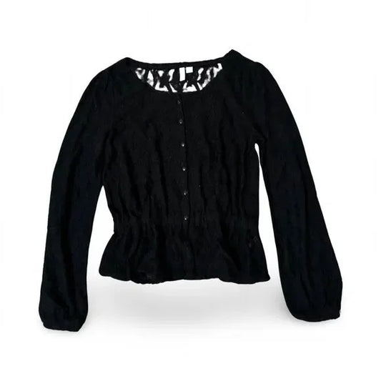 Frenchi Laced Black Peplum Blouse Top