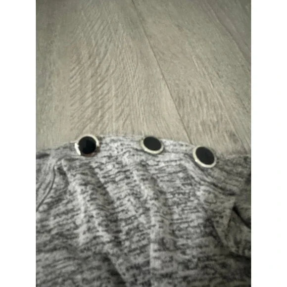 Libian Grey Grainy Buttoned Sleeve Blouse Top