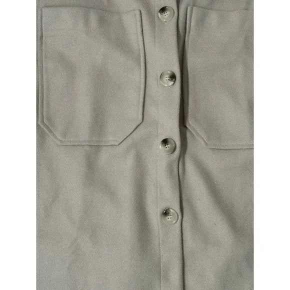 Shein Beige Buttoned Fleece Thick Shacket