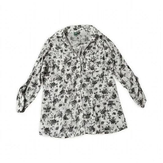 Love Potion White Floral Buttoned Down Blouse Top