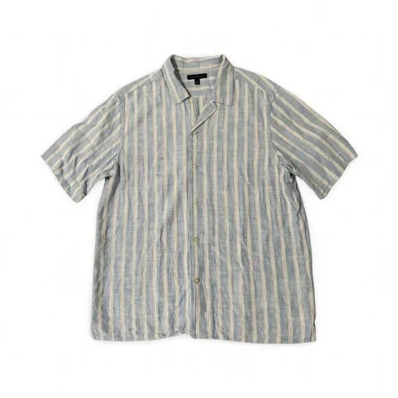 Banana Republic Light Blue Striped Short Sleeve Button Down