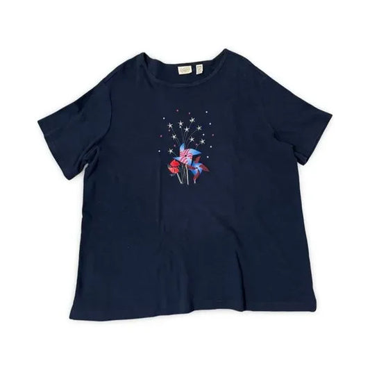 Classic Elements Navy Blue Graphic Tee Shirt