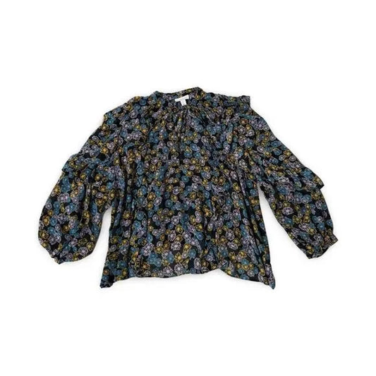 Top Shop Floral Ruffled Sleeve Blouse Top