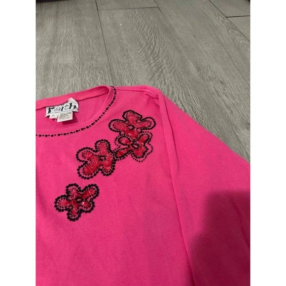 Faith Y2K Pink Flower Long Sleeve Top