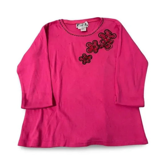 Faith Y2K Pink Flower Long Sleeve Top