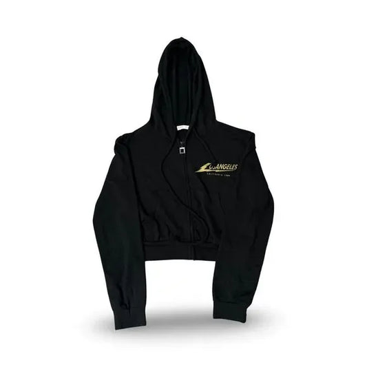 ROMWE Black Hooded Zip Up Jacket