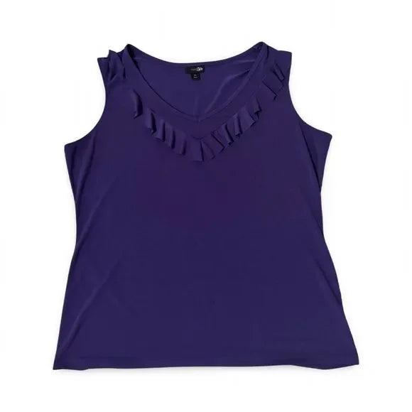 East 5th Purple Ruffled Neck Blouse Top