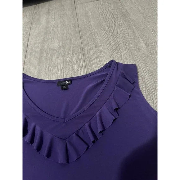 East 5th Purple Ruffled Neck Blouse Top