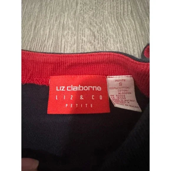 Liz Claiborne Red and Black Striped Sweater