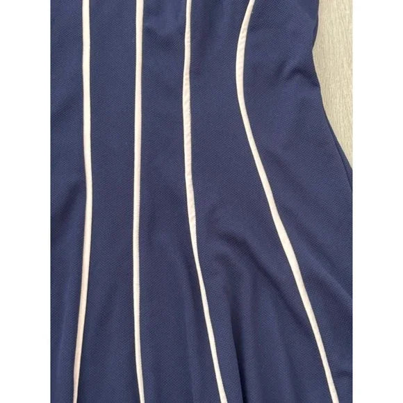 Gabby Skye Piping Line Navy Blue Flare Dress