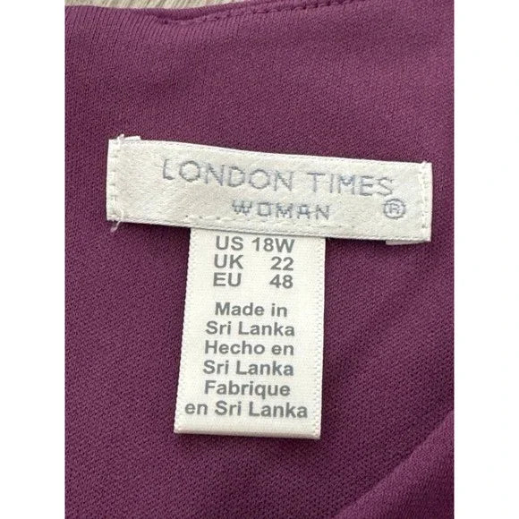 London Times Purple Cinched Side Long Sleeve Dress