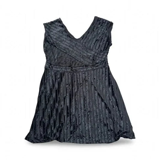 NY Dark Grey Velvet Striped Casual Dress