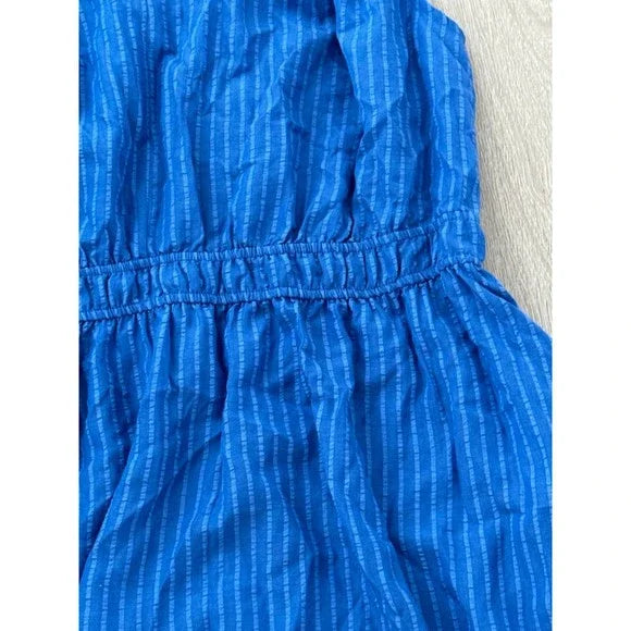 London Times Sleeveless Blue Striped Dress