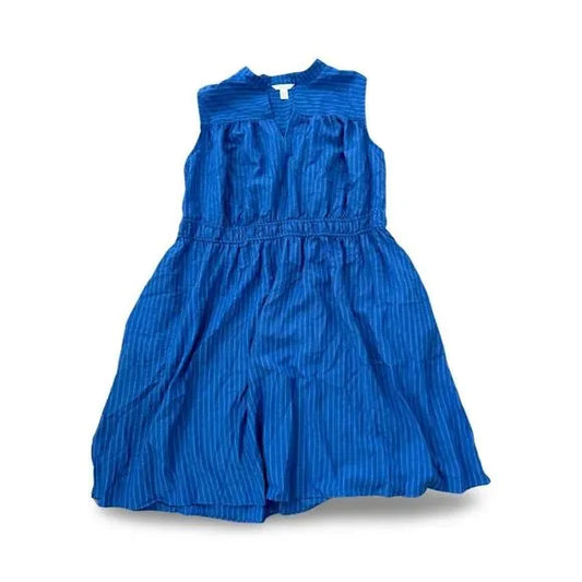 London Times Sleeveless Blue Striped Dress