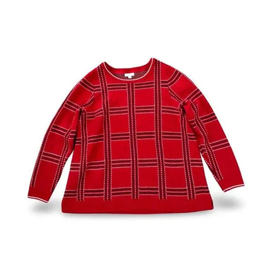 Charter Club Red Plaid Knitted Sweater