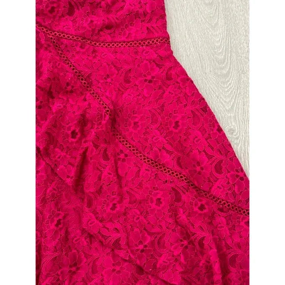 Taylor Woman Pink Laced Ruffled Dress