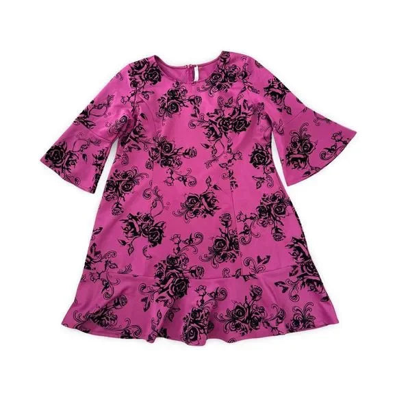 Collection Woman Pink Grunge Flower Patterned Dress