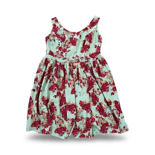 Queen of Heartz Floral Green Baby Doll Dress