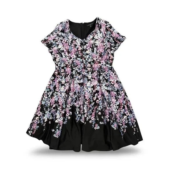 Lane Bryant Floral Purple Flare and Flow Dress