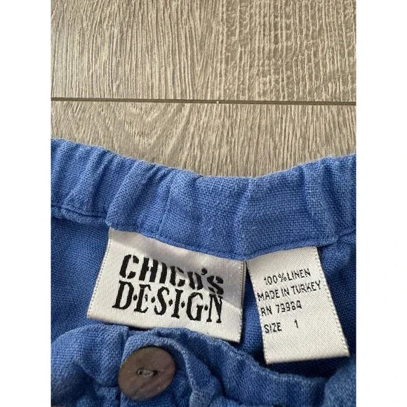 Chico’s Design Linen Blue Cropped Pants